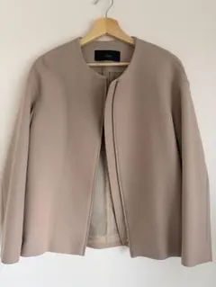 Liesse リエス ノーカラージャケット ベージュ ジップアップ M相当
