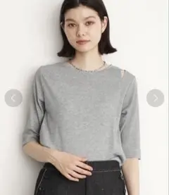 ５分袖スリットラメカットソーのサムネイル