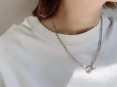 サージカルステンレス 2way チェーンネックレス シルバー 金属アレルギー対応