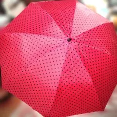昭和レトロ　赤 水玉模様 折りたたみ傘