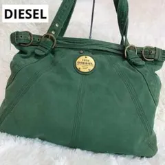 DIESEL◆大容量キャンバストートバッグ【希少グリーン/メタルロゴ y2k】