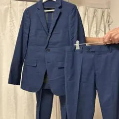 ネイビー リネン スーツ ジャケットとパンツ2つの3点セット