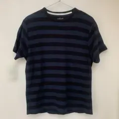 MUJI ネイビー×ブラック　ボーダーTシャツ 無印良品　メンズLサイズのサムネイル