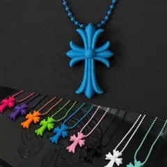 ブルー　十字架 ラバー クロス ネックレス ユニセックス シリコン　ユニセックス