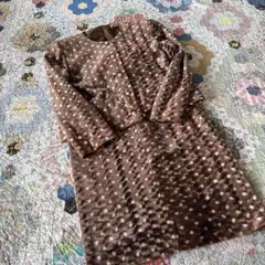 レトロ可愛い♡ ベロア水玉　ヴィンテージ　セットアップ　スーツ　古着