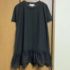 SEASON REASON 裾レース 半袖Tシャツ ブラック LL