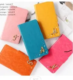 ♡iPhone16手帳型ケース /♡推し色オレンジ/♡推しイニシャルM