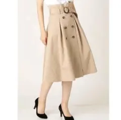 dazzlin トレンチ風 フレアスカート ベージュ S 綺麗め フェミニン