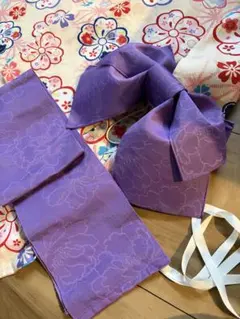 子供用浴衣140 花柄 ピンク・作り帯セットのサムネイル