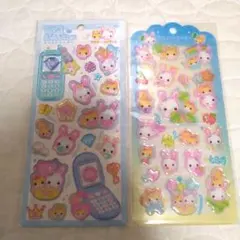 フワフワらびちゃん　平成はっぴーフォン　ドロップジェリーシール　セット