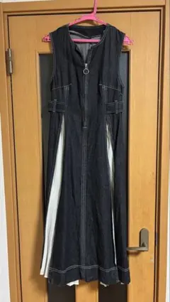 デニム ノースリーブ ロングワンピース