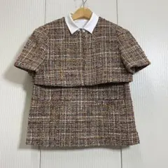 SEVEN TEN ショートボレロ3WAYツイードトップス ヘリンボーン