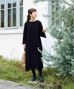 Sunny clouds　レース好きな魔女ワンピース　ブラック　綿100　訳あり