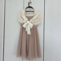 ピンク Aライン パーティードレス フラワーレースショール付き