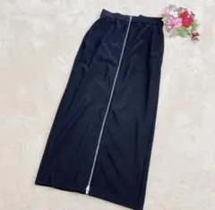 【GUジーユー】フロントジップ ナロー ロングスカート ダブルジップ ブラックM
