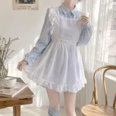 エプロン 白 シースルー フリル リボン サブカル 天使界隈 コスプレ