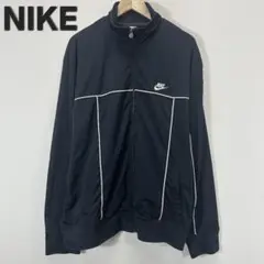 【NIKE】トラックジャケットY2K 刺繍ロゴ ライン ブラック 3L/2XL