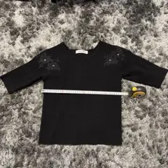 MISCH MASCH 半袖ニット ブラック 花柄刺繍のサムネイル