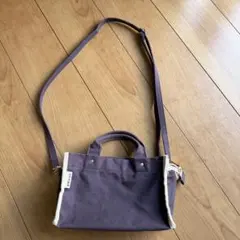 パープルキャンバス小型ハンドバッグ