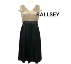 【BALLSEY】ボールジィ シルク100％ バイカラーノースリワンピース M