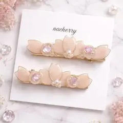 桜　ヘアクリップ　バレッタ　レジン　花びら　フォーマル　卒業式　入学式　春カラー