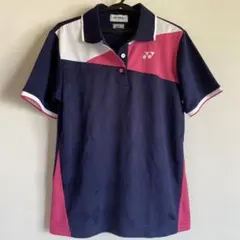 美品　バドミントン ポロシャツ ネイビー/ピンク