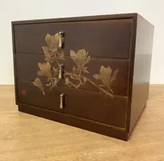 三段小引出し 蒔絵木製 小箪笥 桂由美 90s