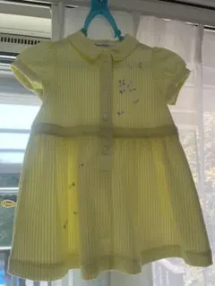 美品大幅値下げ♡familiar♡花柄刺繍イエロー ストライプ ワンピース 90