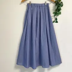 ストライプ ブルー ロングスカート フレアスカート ナチュラル ジーユー 青