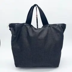 【美品】レスポートサック　トートバッグ　A4可　黒　チェック　ロゴ金具