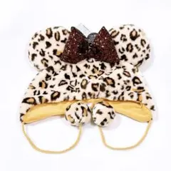 ディズニー ヒョウ柄 ファンキャップ スパンコール ブラウン ミニー