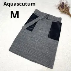 美品/アクアスキュータム Aquascutum 大人な美的タイトスカート (9号/M相当) 白 黒 カシミヤ混 ヘリンボーン柄 秋冬 ボトムス レディース