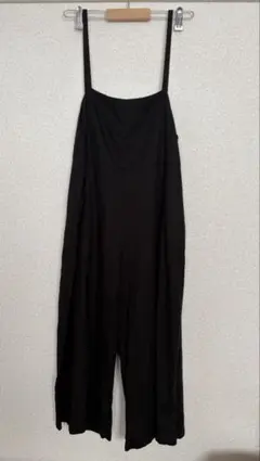 ikka サロペット ブラック 麻 Lサイズ