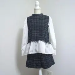 ネイビー ツイード セットアップ