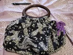 黒白花柄グラニーバッグ