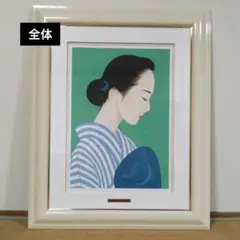 【値下げ】油絵　美人像　鶴田一郎　M10号　笠美人　額付き　手描き　肉筆 値下げ】美人像 油絵 鶴田一郎 人物画 F6 額付き 手描き 肉筆