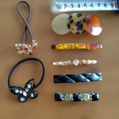 ヘアアクセサリーセット バレッタヘアゴム7点