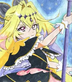 手描きイラスト　名探偵プリキュア　キュアアルカナ・シャドウ　ファンアート