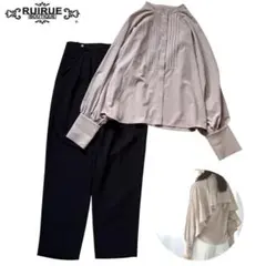 大きいサイズ セットアップ ブラウス パンツ 2点セット フォーマル