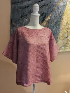 正絹　総絞り　着物リメイク　半袖　プルオーバー　トップス