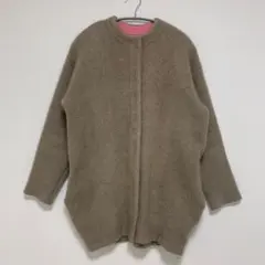 美品　エレンディーク　CNラクーンミックスWカーディガン　ベージュ　グリーン CN RACCOON MIX W CARDIGAN | ELENDEEK