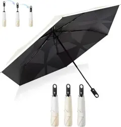 折りたたみ日傘 超軽量 逆戻り防止　晴雨兼用　UVカット　ベージュ×ホワイト