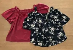 ingni　オフショルダー　2点セット　花柄　ブラック　レッド　M