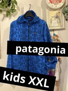 美品patagonia 160 kids XXL幾何学模様 フード付きジャケット