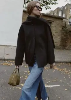 完売品　ZARA ウールショートスカーフコート