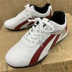 新品★メンズ★24.5cm★フェイクレザーコートスニーカー 赤 白 1189