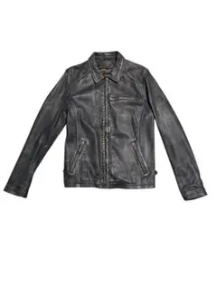 RIDEZ ブラックレザー シングルライダースジャケット　XL エイジング加工仕 ライズ（RYZ） レザージャケット メンズ ライダース RIDEZ シングル