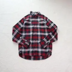 90s Vintage チェック 赤系 M 長袖 古着 ネルシャツ 柄 秋物