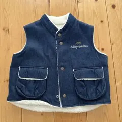 子供服 90サイズ ベスト チョッキ デニム ボア 防寒着 アメカジ 男女兼用