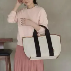 TOPKAPI トリム シャンブレーキャンバス A4 トートバッグ オフホワイト